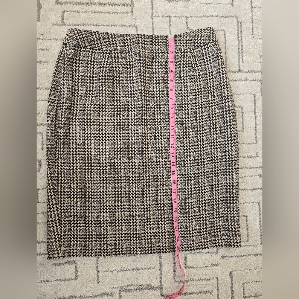 Doncaster Black and Cream Plaid Skirt, Silk